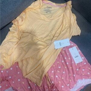 Women's Soft Yellow and Pink Pajama Set